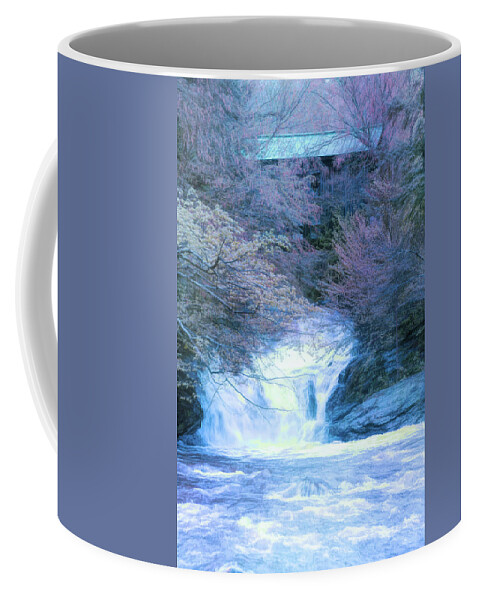 Montgomery Covered Bridge Coffee Mug featuring the photograph Spring Runoff in Vermont by Jeff Folger