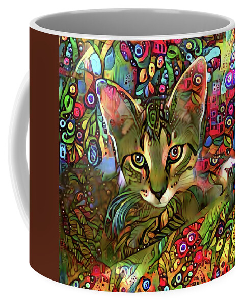Kitten Coffee Mug featuring the mixed media Sprocket the Tabby Kitten by Peggy Collins