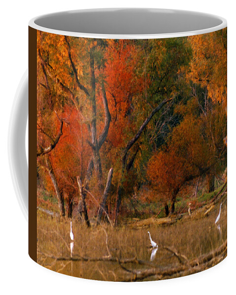 Landscape Coffee Mug featuring the photograph Squaw Creek Egrets by Steve Karol