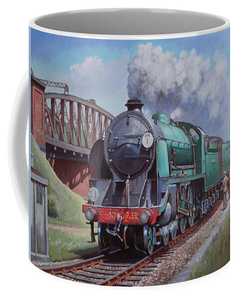 Steam Coffee Mug featuring the painting SR King Arthur class. by Mike Jeffries