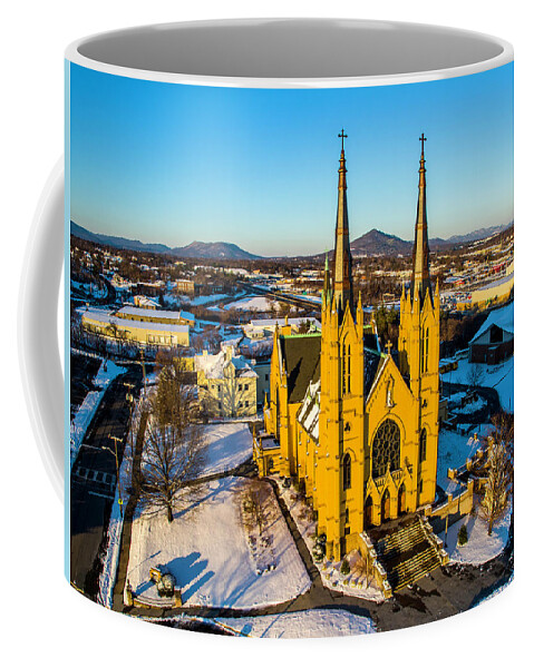 Catholic Coffee Mug featuring the photograph St Andrew's late Evening by Star City SkyCams