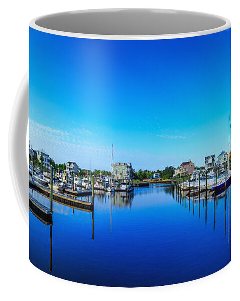 Marina Coffee Mug featuring the photograph St James Marina Panorama by Nick Noble