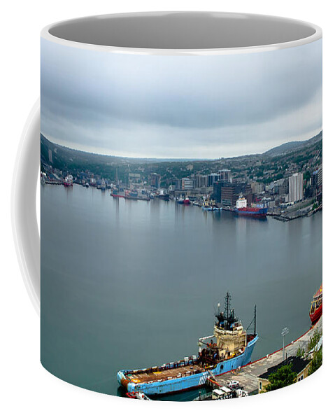 St John's Harbour Coffee Mug featuring the digital art St John's Harbour by Super Lovely