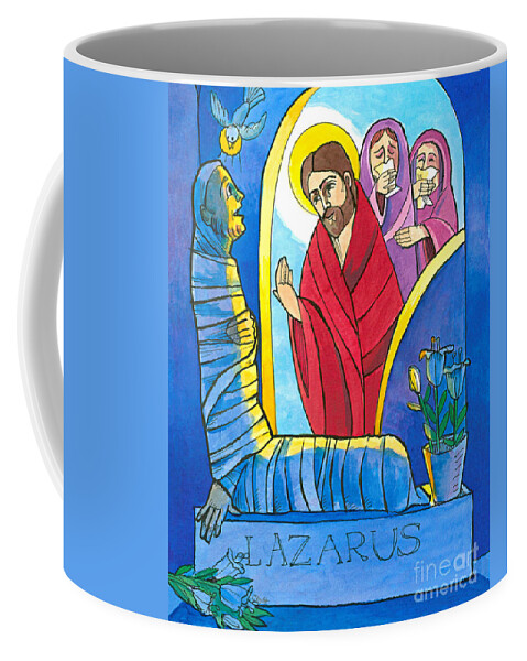St. Lazarus Coffee Mug featuring the painting St. Lazarus - MMLZR by Br Mickey McGrath OSFS