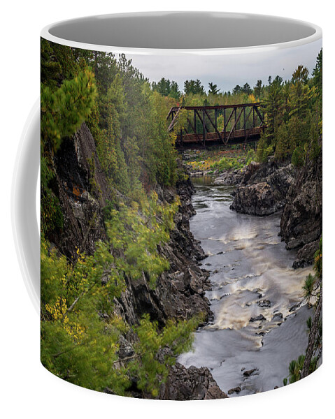 Jay Cooke State Park Coffee Mug featuring the photograph St Louis River Bridge by Paul Freidlund