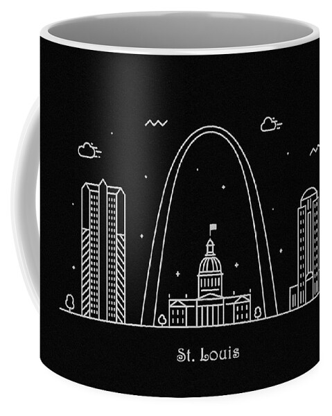St Louis Coffee Mug featuring the drawing St. Louis Skyline Travel Poster by Inspirowl Design