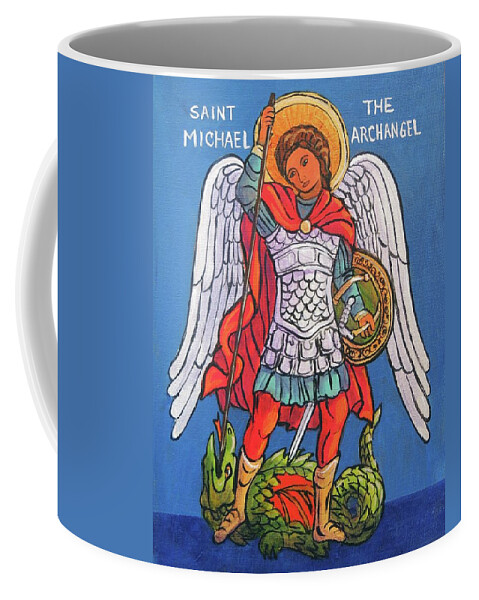 St.michael The Archangel Coffee Mug featuring the painting St. Michael the Archangel by Candy Mayer