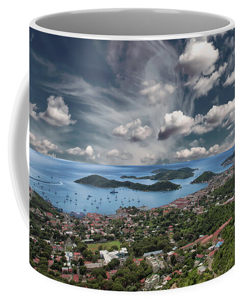 Amalie Coffee Mug featuring the photograph St Thomas Bay from Mountains by Darryl Brooks