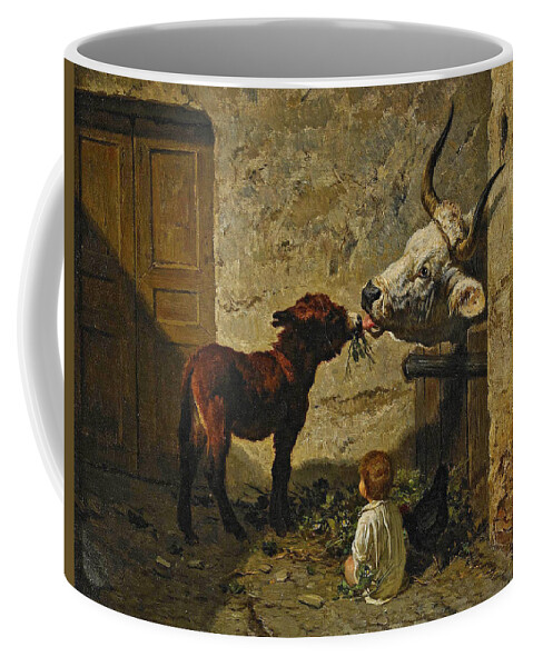 Valerico Laccetti Coffee Mug featuring the painting Stable Interior by Valerico Laccetti
