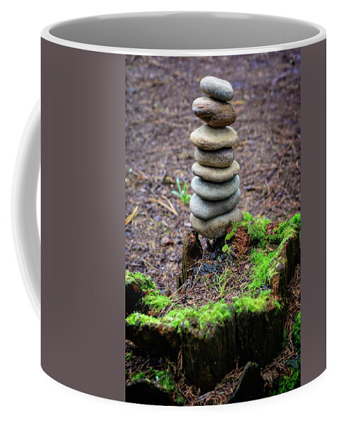 Tree Stump Coffee Mug featuring the photograph Stacked Stones And Fairy Tales II by Marco Oliveira