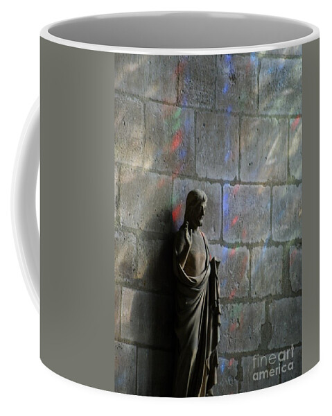 Notre Dame Coffee Mug featuring the photograph Stained glass illuminates Christ by Christine Jepsen