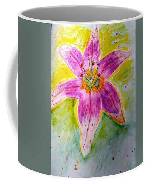 Watercolor Coffee Mug featuring the painting Stargazer Lily in the Garden by Stacie Siemsen