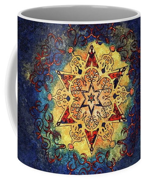 Abstract Coffee Mug featuring the mixed media Star Shine Blue and GOld by Deborah Smith