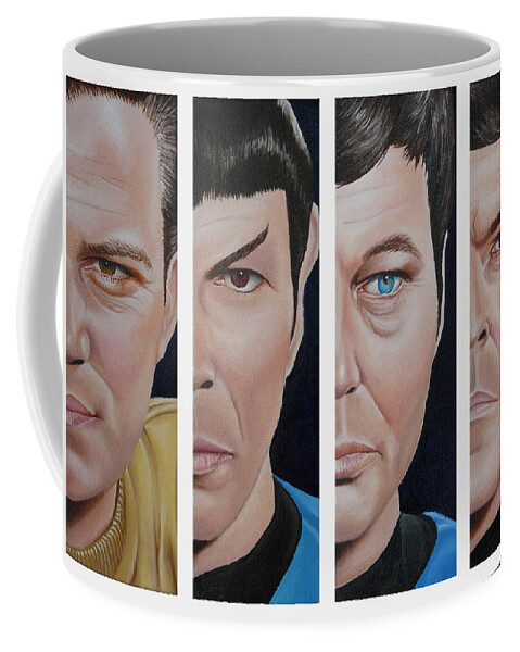 Star Trek Coffee Mug featuring the painting Star Trek Set One by Vic Ritchey