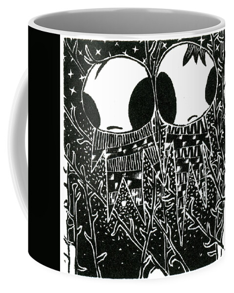 Black Coffee Mug featuring the painting Stargazing Dreamstealers by Bella Larsson