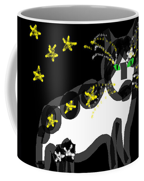 Stars And Cats Coffee Mug featuring the painting Starlight by Anita Dale Livaditis