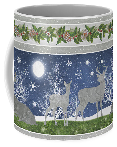 Silver Deer Coffee Mug featuring the painting Starlight Christmas XII by Mindy Sommers