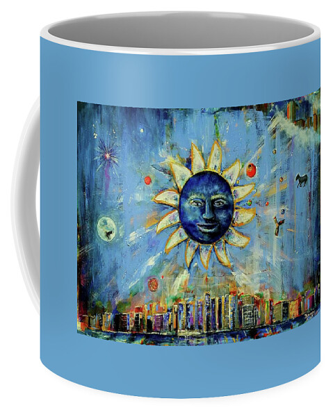 Sun Coffee Mug featuring the painting Starry Night 2017 by Bernadette Krupa