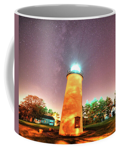 Newburyport Coffee Mug featuring the photograph Starry Sky over the Newburyport Harbor Light by Toby McGuire