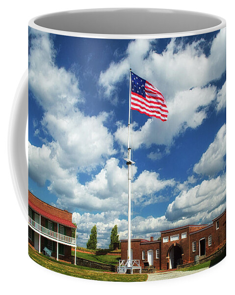 Fort Mchenry Coffee Mug featuring the photograph Stars And Stripes Over Fort McHenry Parade Grounds by Bill Swartwout