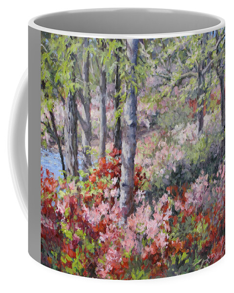 Azaleas Coffee Mug featuring the painting Stars of Spring by L Diane Johnson