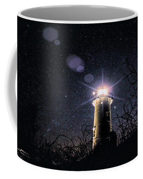 #jefffolger Coffee Mug featuring the photograph Stars over Nobska lighthouse by Jeff Folger