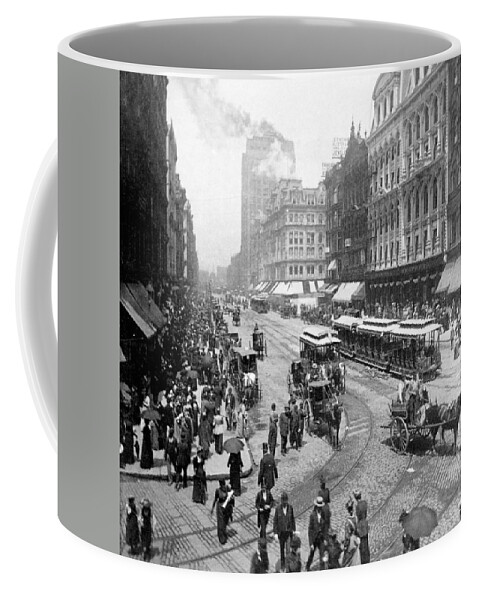 chicago Illinois Coffee Mug featuring the photograph State Street - Chicago Illinois - c 1893 by International Images