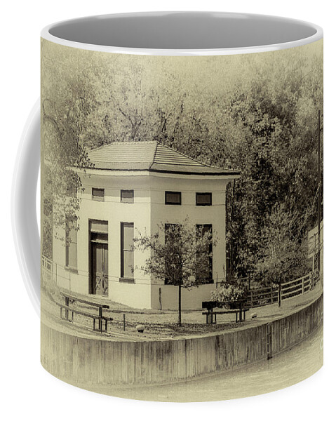 Erie Canal Coffee Mug featuring the photograph Station House in B/W by William Norton