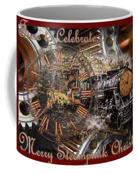 Appalachia Coffee Mug featuring the photograph Steam Train's Coming for a Steampunk Christmas by Debra and Dave Vanderlaan
