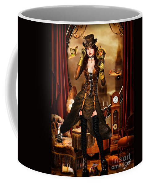 Steampunk Coffee Mug featuring the digital art Steampunk Girl by Alicia Hollinger