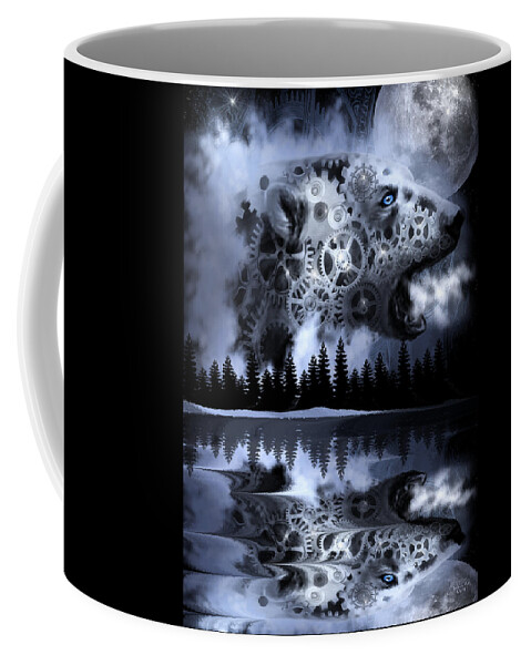 Digital Art Coffee Mug featuring the digital art Steampunk Polar Bear Landscape by Artful Oasis