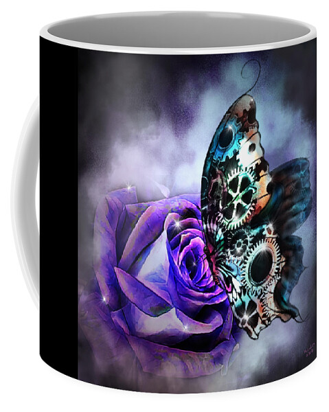 Digital Art Coffee Mug featuring the digital art Steel Butterfly by Artful Oasis