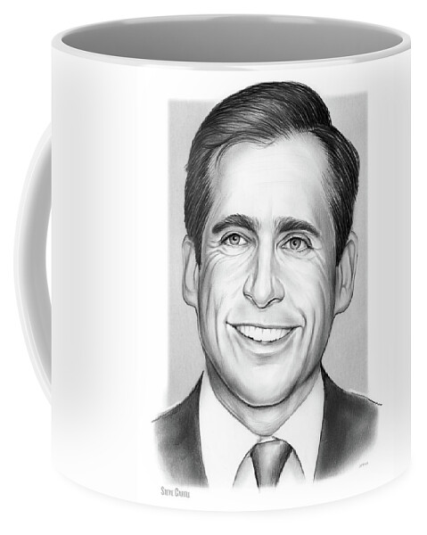 Steve Carell Coffee Mug featuring the drawing Steve Carell by Greg Joens