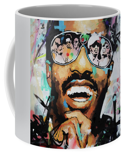 Tevie Wonder Coffee Mug featuring the painting Stevie Wonder Portrait by Richard Day