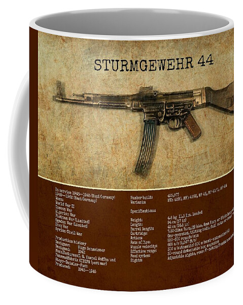 German Small Arms Coffee Mug featuring the digital art Stg 44 Sturmgewehr 44 by John Wills