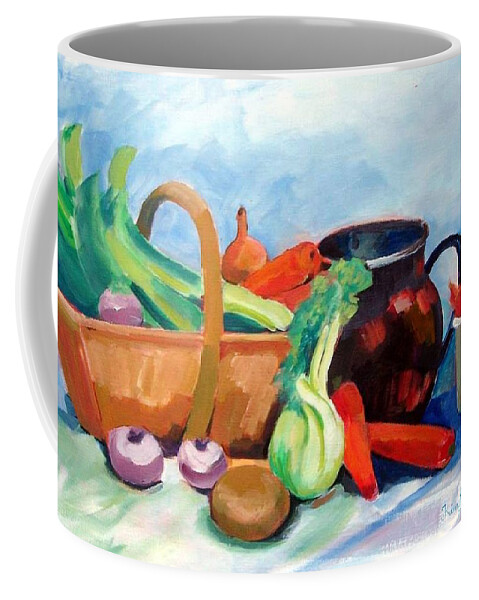  Coffee Mug featuring the painting Still life with navets by Kim PARDON