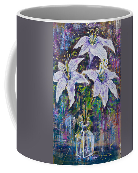 Still Life Coffee Mug featuring the painting Still life with white lilies by Maxim Komissarchik