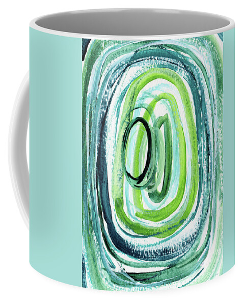Abstract Coffee Mug featuring the painting Still Orbit 9- Abstract Art by Linda Woods by Linda Woods