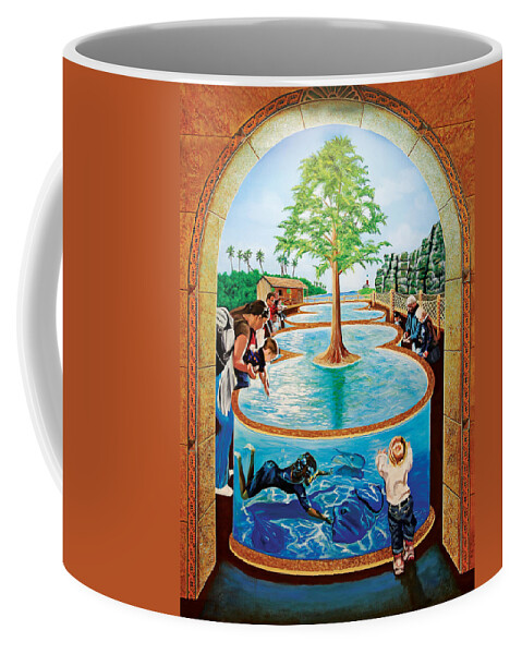 Water Scene Coffee Mug featuring the painting Stingray Tank At Atlantis Aquarium by Bonnie Siracusa