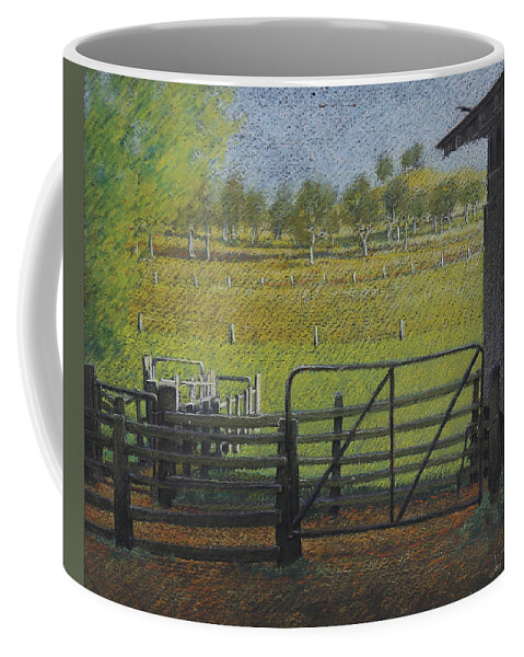  Coffee Mug featuring the drawing Stock Yards by Jon Falkenmire