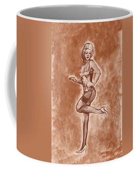 Vintage Style Pinup Girl Art Coffee Mug featuring the painting Stockings and Stilettos by Tom Conway