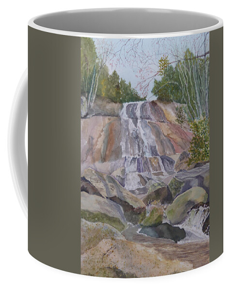 Stone Mountain Falls - April 2013 Coffee Mug featuring the painting Stone Mountain Falls April 2013 by Joel Deutsch