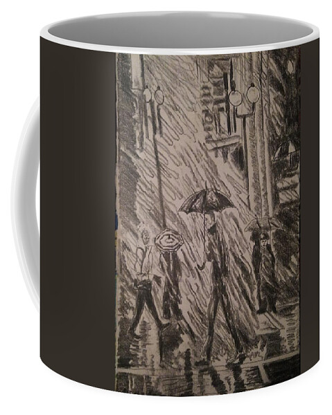 Cityscape Coffee Mug featuring the drawing Storm #3 by Angela Weddle