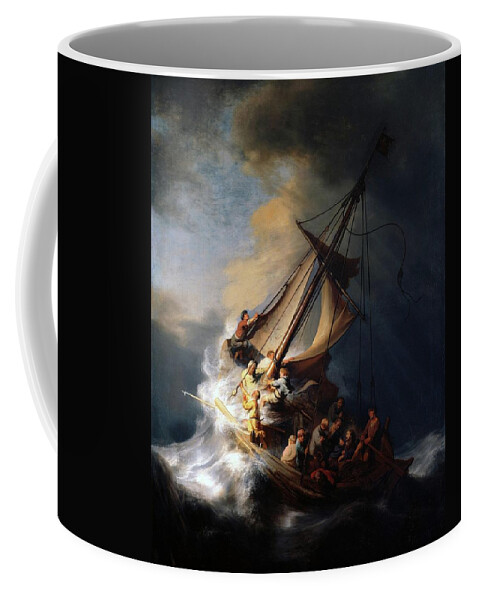 Rembrandt Coffee Mug featuring the painting Storm on the Sea of Galilee by Rembrandt van Rijn