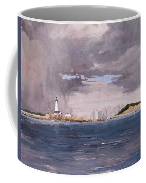 Laura Lee Zanghetti Coffee Mug featuring the painting Storm Over Boston by Laura Lee Zanghetti