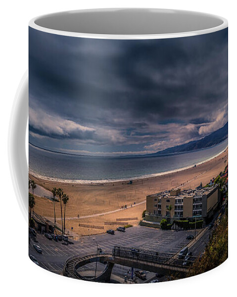 Sunset Coffee Mug featuring the photograph Storm Watch Over Malibu - Panarama by Gene Parks