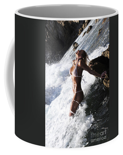 Artistic Coffee Mug featuring the photograph Storming the beach by Robert WK Clark