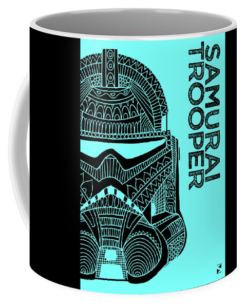 Stormtrooper Coffee Mug featuring the mixed media Stormtrooper Helmet - Blue - Star Wars Art by Studio Grafiikka