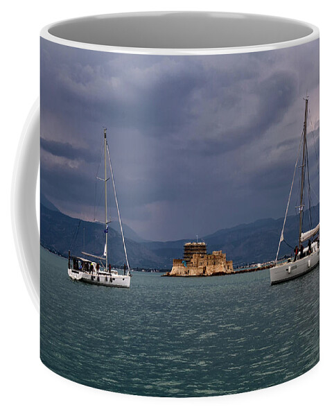 Peloponnese Coffee Mug featuring the photograph Stormy skies by Shirley Mitchell