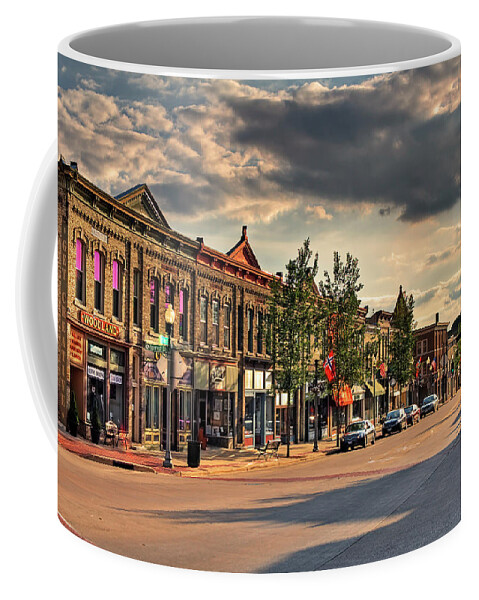 Stoughton Wi Wisconson Downtown Nostalgic Main Street Architecture Midwest Coffee Mug featuring the photograph Stoughton WI - Downtown Americana by Peter Herman